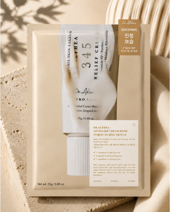 Beruhigende Tuchmaske zur Regeneration der Haut DR. ALTHEA | 345 Relief Cream Mask – 28 g
