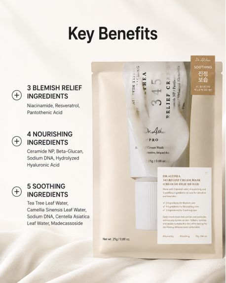 Beruhigende Tuchmaske zur Regeneration der Haut DR. ALTHEA | 345 Relief Cream Mask – 28 g